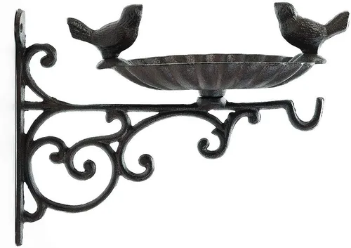 Miniatura 9 de Sungmor Comedero para pájaros de hierro fundido montado en la pared, lindo comedero para colibríes, pequeño baño de agua, comedero para pájaros