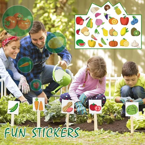 Miniatura 5 de Qtioucp 16 piezas de herramientas de jardinería para niños, juego de juguetes al aire libre con 93 piezas de bricolaje para jardín de flores, Verde