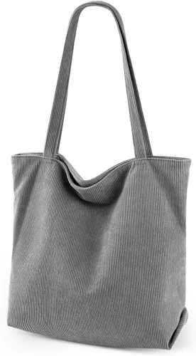 Miniatura 17 de Bolso de pana Iioscre para mujeres, bolsos hobo con cierre de cremallera, bolsos de hombro casuales de gran capacidad con bolsillos interiores
