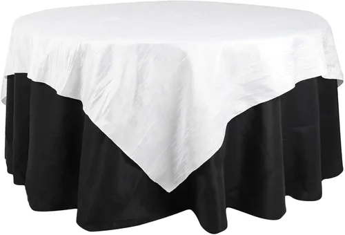 Miniatura 22 de Efavormart - Mantel cuadrado de tafetán arrugado de acordeón beige de 72 x 72 pulgadas