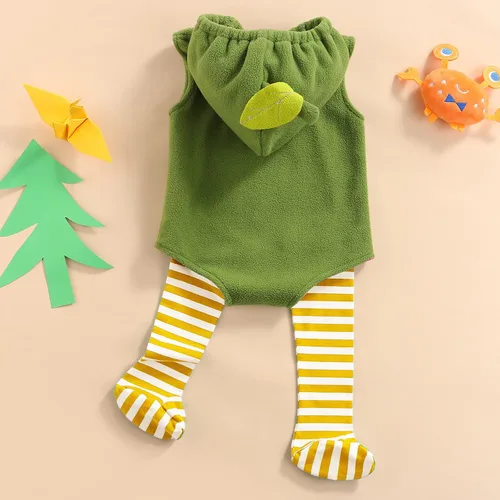 Miniatura 7 de CIYCUIT Disfraz de Halloween para bebé, niño, niña, sin mangas, con capucha, con calcetines largos, trajes de calabaza