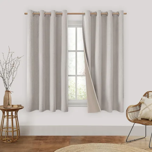 Miniatura 41 de Homeideas Cortinas Rosa Claro 100% Opacas de 84 Pulgadas de Largo, Gruesas Cortinas de Lino Sintético/Mezcla de Lino Texturizadas, Lindas Cortinas