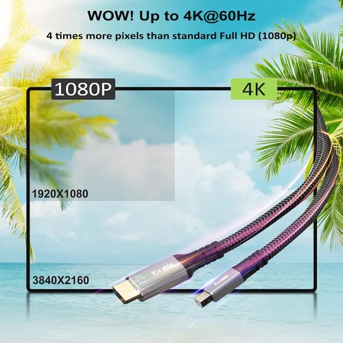Miniatura 3 de Cable Mini DisplayPort a HDMI 4K de 15 pies, [4K a 60Hz, enchufes chapados en oro, carcasa de aluminio, trenzado de nailon], cable Mini DP a HDMI