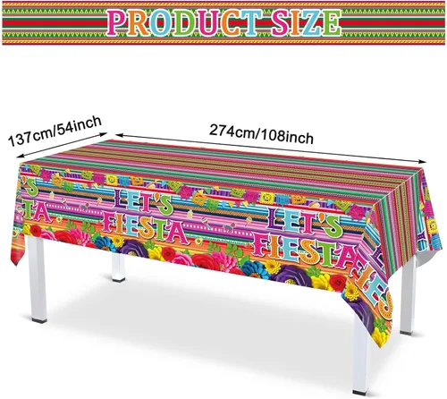 Miniatura 2 de Moukeren Paquete de 3 manteles de fiesta temática, 54 x 108 pulgadas, multicolor, plástico, rectangulares, impermeables, sólidos, no tóxicos, fiesta