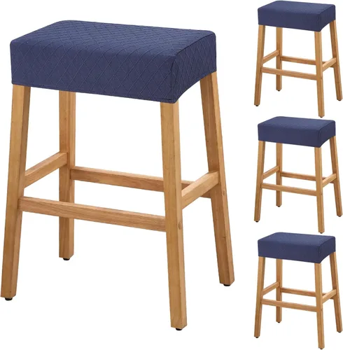 Miniatura 16 de YISUN Fundas de taburete rectangulares, paquete de 2 fundas elásticas impermeables para asiento de silla de montar, taburetes de bar, sillas de bar