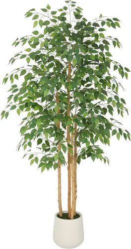 Miniatura 10 de Nafresh Árbol de ficus artificial alto resistente a los rayos UV, árbol de ficus sintético de 5 pies (60 pulgadas) con hojas realistas suaves