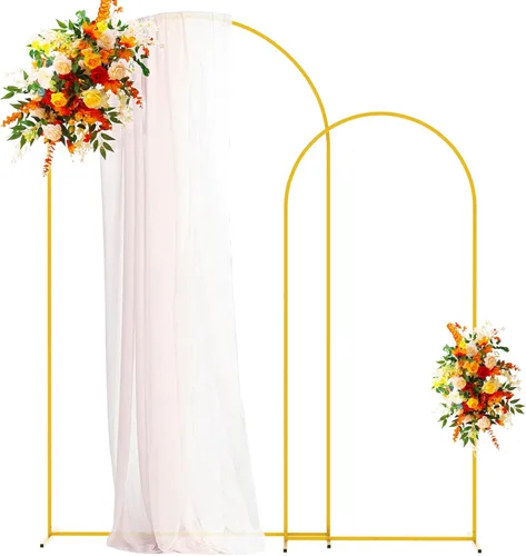 Soporte de arco de fondo de metal Putros dorado, juego de 2 soportes de arco de boda, marco cuadrado arqueado de 7.2 pies/6 pies para decoración de