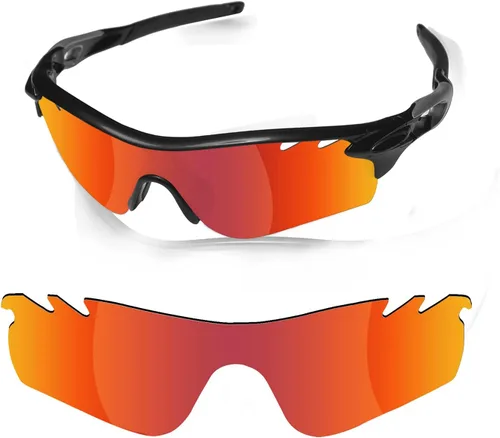 Miniatura 2 de Fiskr Lentes de repuesto antiagua salada para gafas de sol Oakley Radarlock Path ventiladas OO9181 (rojo y bronce, triacetato termoformado (TAC)