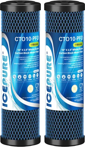 ICEPURE 1 Micron 10" x 2.5" Whole House PFOA/PFOS Carbon Water Filter Cartridge Replacement for DuPont WFPFC8002, WFPFC9001, SCWH-5, WHCF-WHWC,
