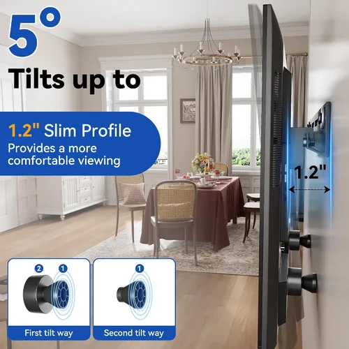 Miniatura 2 de Auoace Soporte de TV pequeño para televisores de 12 a 55 pulgadas, soporte universal de TV de perfil bajo de 1.1 pulgadas, hasta 100 libras, se