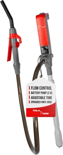 Miniatura 10 de TERA PUMP Bomba de transferencia de combustible con boquilla de control de flujo rápido y tubo telescópico y potente batería recargable, manguera