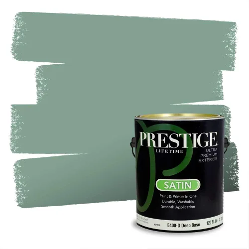 Miniatura 20 de Prestige Paints - Pintura exterior e imprimación en uno, 1 galón, plano, compatibilidad comparable con el color menta «Whipped Mint» de Behr