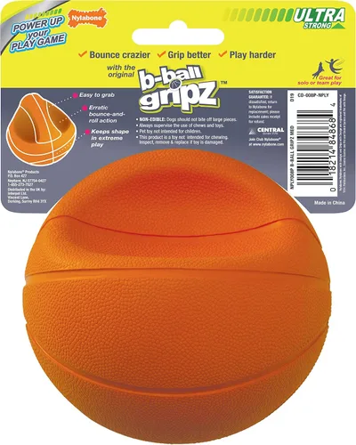 Miniatura 6 de Nylabone Power Play Gripz - Juguete de fieltro de goma para baloncesto, pelota chirriante para perros, tamaño mediano (1 unidad)