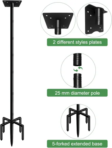 Miniatura 5 de Kit de montaje en poste de casa de pájaros de 75 pulgadas de Mokeyder, poste de comedero para pájaros ajustable resistente para exteriores, juego