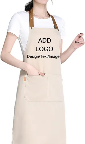 Delantal personalizado personalizado Ropa de trabajo tela para hombres mujeres cocina delantales con bolsillos nombre texto logotipo imagen