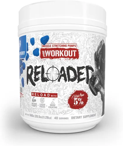 5% Nutrition Rich Piana Reloaded High Stim Pre-Workout | Ultra energía, enfoque, bombas, potencia y resistencia | Citrulline, GlycerSize,
