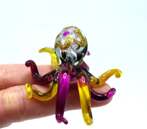 Miniatura 15 de Pulpo diminutas micro figuras sopladas a mano de vidrio de color arte animales coleccionables regalo decoración del hogar (negro)