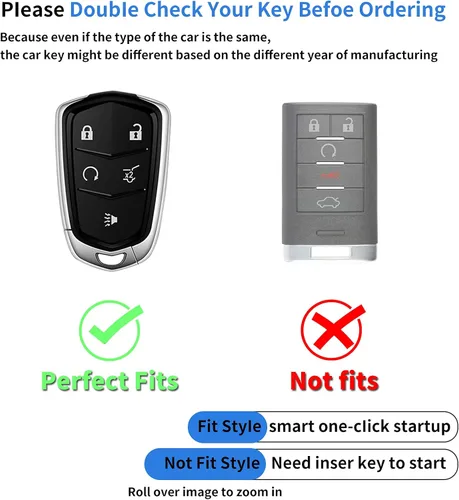 Miniatura 3 de Funda para llavero Cadillac, compatible con Cadillac CTS, SRX, XT5, ATS 15-19
