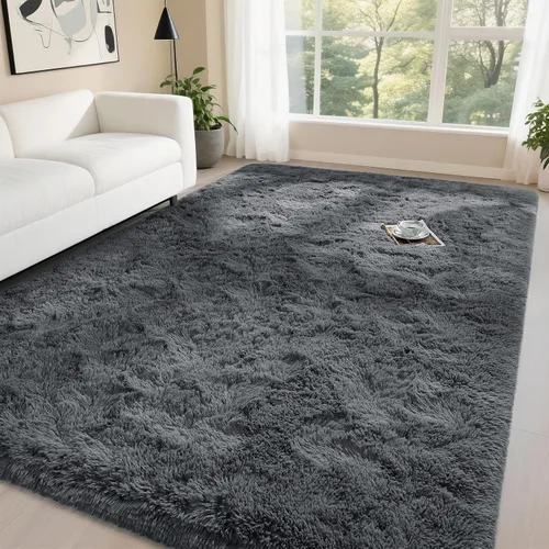 Miniatura 16 de DweIke Alfombras Shag Esponjosas Azules para Dormitorio Sala de Estar, 5x8 Grande Suave Felpa Tie-Dye Azul Cielo para Niñas y Niños, Alfombra Azul
