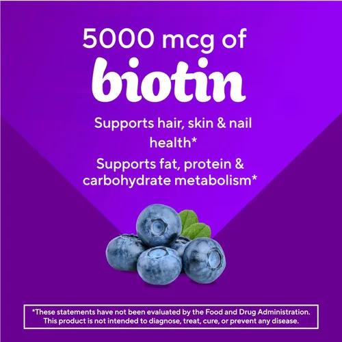 Miniatura 3 de vitafusion Vitaminas gomosas de biotina extra fuertes, sabor a bayas, 5,000 mcg de vitaminas de biotina, marca de vitaminas gomosas número 1