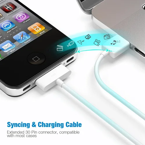 Miniatura 3 de Belcompany Cable de carga de 30 pines a USB para iPhone 4S, Apple MFi certificado USB Sync Data y cable de carga para iPhone 4/4s iPhone 3G/3Gs iPad