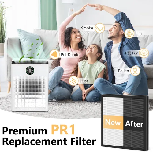 Miniatura 7 de 2 paquetes de filtros de repuesto PR1 para purificador de aire Mooka PR1, filtro premium para habitación grande del hogar de hasta 2200 pies