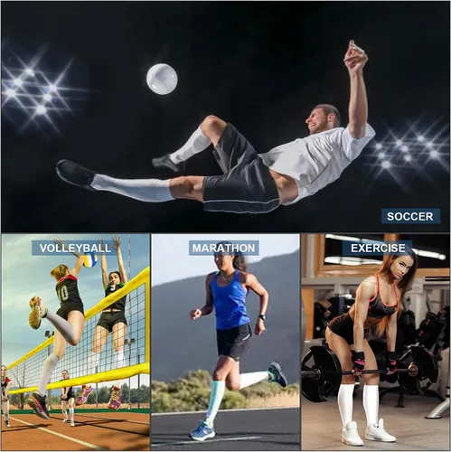 Miniatura 7 de Calcetines de compresión para mujeres y hombres, calcetines largos atléticos hasta la rodilla de 15 a 20 mmhg, lo mejor para correr atlética, 3 pares