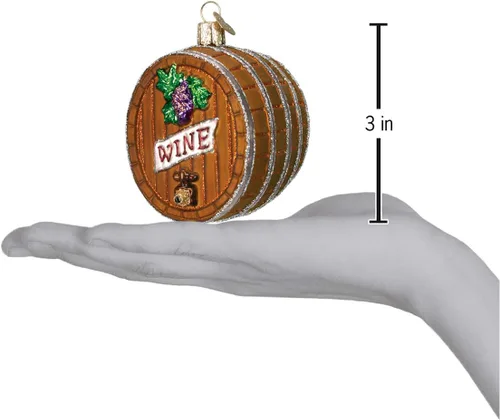 Miniatura 3 de Old World Christmas - Adorno de vidrio soplado en forma de barril de vino para árbol de Navidad, decoración festiva artesanal, colección de bebidas