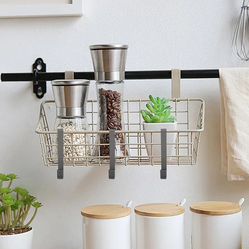 Miniatura 8 de Gancho en J para estantería de alambre, 20 ganchos de rejilla de aluminio, ganchos en S resistentes para colgar utensilios de cocina, cucharas, Negro