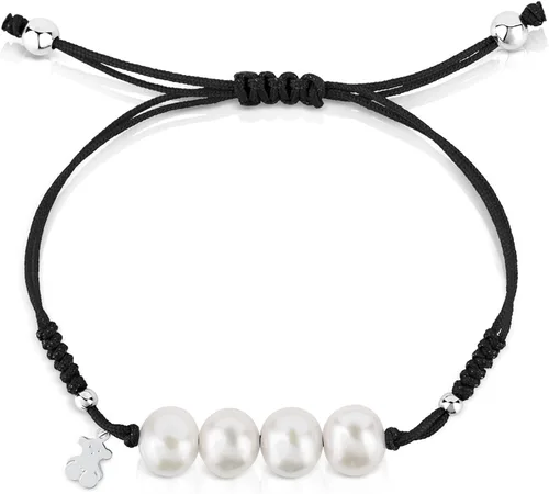 Miniatura 3 de Tous Jewelry "Icon Pearl Silver" pulsera de plata 925, ajustable, con cordón de nailon y 4 perlas de cultivo.