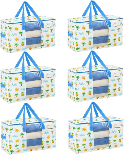 Miniatura 20 de VENO Paquete de 4 bolsas de mudanza resistentes, bolsas de almacenamiento de ropa y edredón con ventana transparente, suministros de embalaje