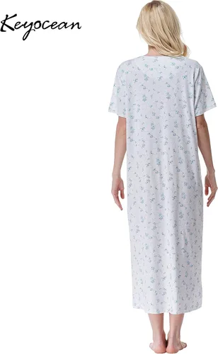 Miniatura 2 de Keyocean - Camisones para mujer, 100% algodón, suave, ligero, cómodo, ropa de dormir