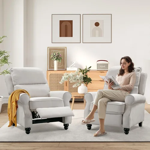 Miniatura 10 de Bonzy Home Sillón reclinable de tela manual para adultos, silla reclinable para sala de estar y dormitorio de color azul marino