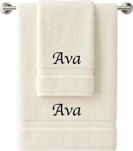 Liberty21 Juego de toallas de baño y manos personalizadas con monogramas. Toallas bordadas personalizadas. El juego incluye 1 toalla de baño y 1