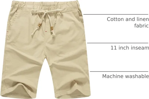 Miniatura 8 de Sailwind Pantalones cortos de lino para hombre, pantalones cortos casuales de playa con cordón