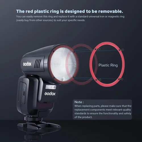 Miniatura 2 de Godox V100 V100-C Versión USA Flash para Canon, Speedlite de Pantalla Táctil 100Ws, Flash Auxiliar Desmontable, Batería de Carga USB-C, 2.4G
