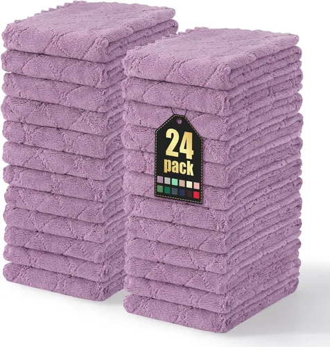 Miniatura 67 de Homaxy - Paquete de 12 trapos de cocina (10 x 10 pulgadas, morado), de terciopelo coral, supersuaves y absorbentes, de secado rápido, paño