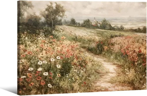 Miniatura 33 de Arte de pared de paisaje con flores silvestres y naturaleza, póster floral botánico retro, pinturas de plantas de cabaña, impresiones en lienzo