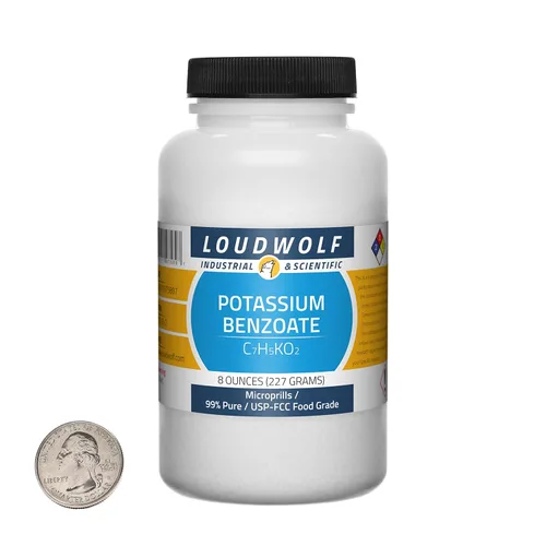 Miniatura 8 de Benzoato de potasio / botella de 4 onzas / 99% puro USP-FCC de grado alimenticio/microprills