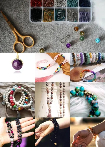 Miniatura 6 de QINJIEJIE 105 piezas de cuentas de piedra de 7 chakras de 8 mm, cuentas naturales redondas sueltas de gemas para pulseras, cuentas de cristal