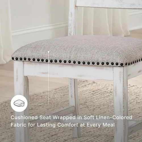 Miniatura 5 de Signature Design by Ashley Valebeck Farmhouse - Silla de comedor acolchada, 2 unidades, borde de cabeza de clavo, tapicería de tela, madera maciza