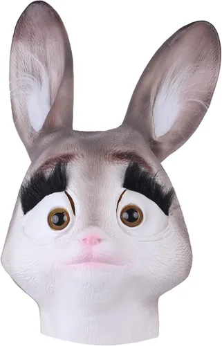 SandT Collection Máscara de látex de cabeza de animal para disfraz de Halloween, fiesta de disfraces de cosplay Conejito