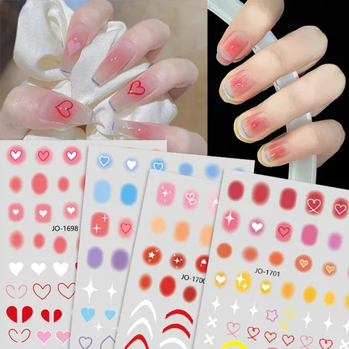 Miniatura 2 de Adhesivo holográfico 3D de estilo simple, diseño de estrellas y líneas de corazón de amor, para mujeres y niñas, decoración de dijes de manicura
