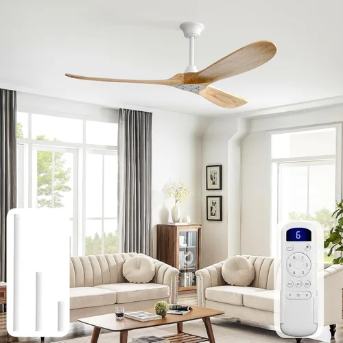 Miniatura 28 de Sofucor Ventiladores de techo de 52 pulgadas, sin luz, ventilador de techo para exteriores con control remoto, motor CC reversible de 3 cuchillas