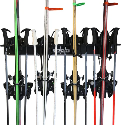 Miniatura 6 de TRAPAWAY Estante de pared Capacidad para 4 pares de esquís o snowboard por Bindings Organizador de garaje para herramientas,