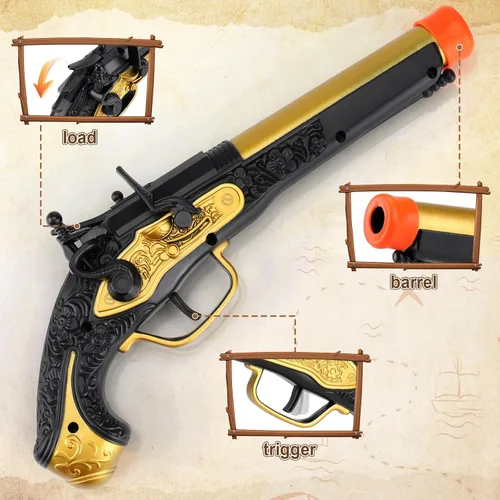 Miniatura 3 de Juguete de espuma pirata pirata para niños de 3 a 5 años, pistola pirata con 20 dardos de espuma suave, accesorio de disfraz de pirata de Halloween