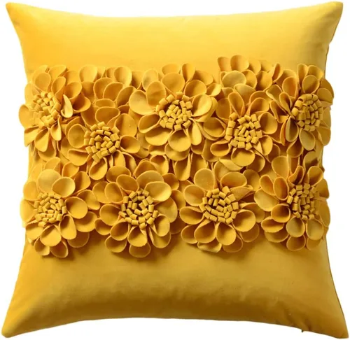 Miniatura 9 de JWH Fundas de almohada hechas a mano con flores en 3D, fundas de cojín decorativas de terciopelo estéreo, para decoración de automóvil, cama, sofá