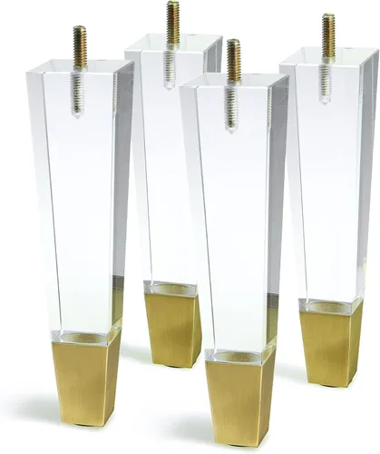 Miniatura 7 de Juego de 4 patas acrílicas de repuesto para muebles, patas de sofá, decoración moderna y transparente, patas cuadradas (4.7 pulgadas cuadradas)