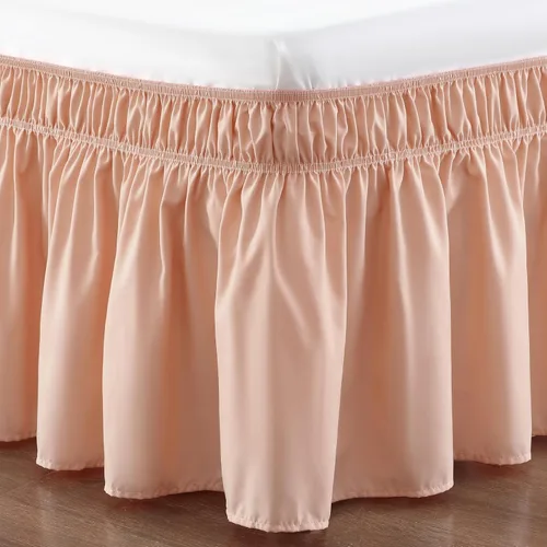 Miniatura 37 de Falda de cama RIMELA envoltura volante elástica que protege contra el polvo con color sólido, resistente a las arrugas y a la decoloración con Blanco