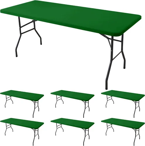 Miniatura 26 de Mantel de elastano para mesas rectangulares de 6 pies, paquete de 4 unidades, color azul aguamarina, para picnic al aire libre, manteles elásticos
